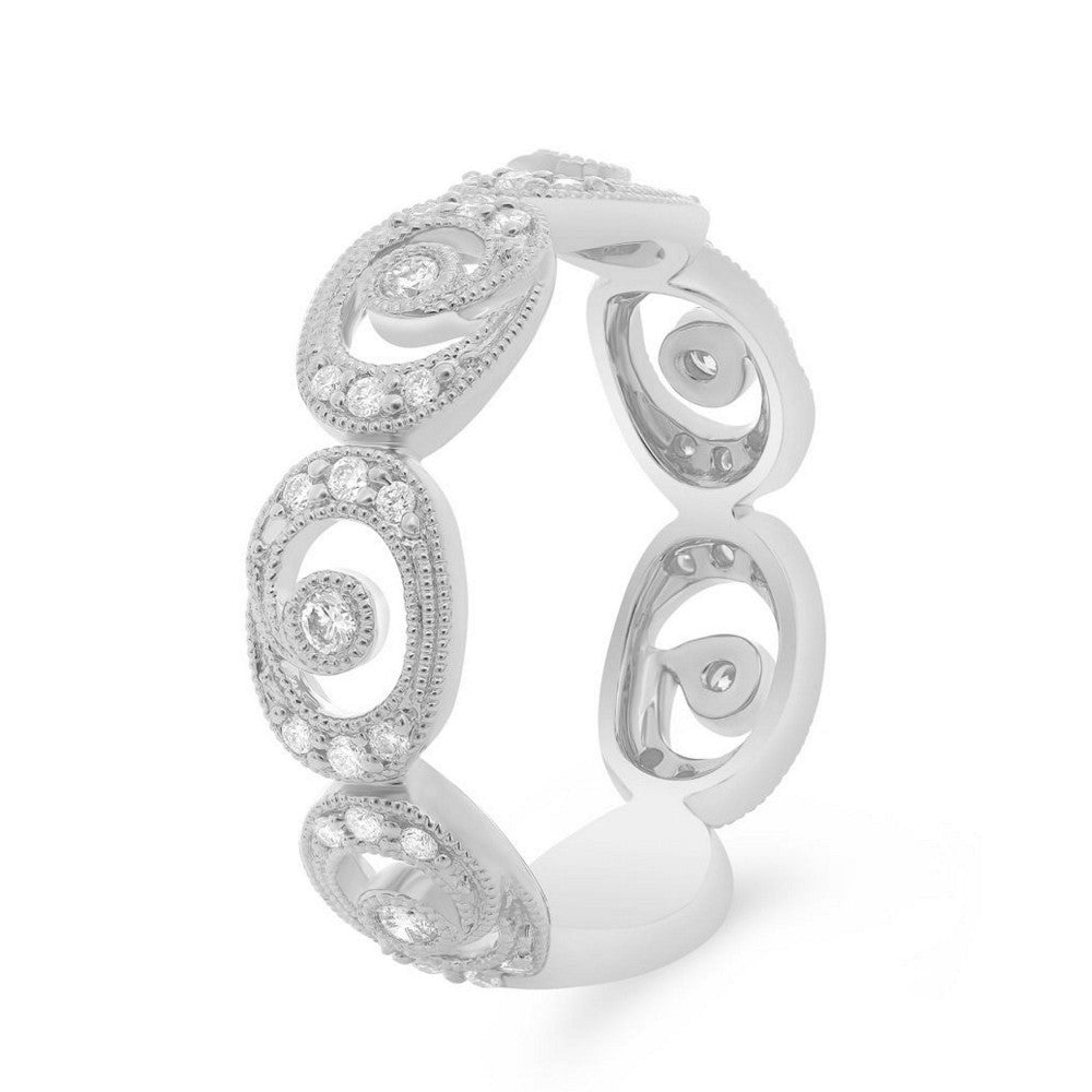 SWIRLING MILGRAIN DIAMOND BAND