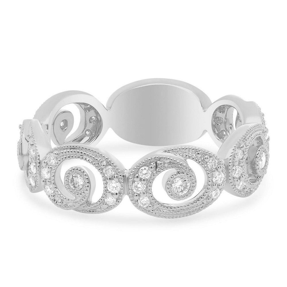 SWIRLING MILGRAIN DIAMOND BAND