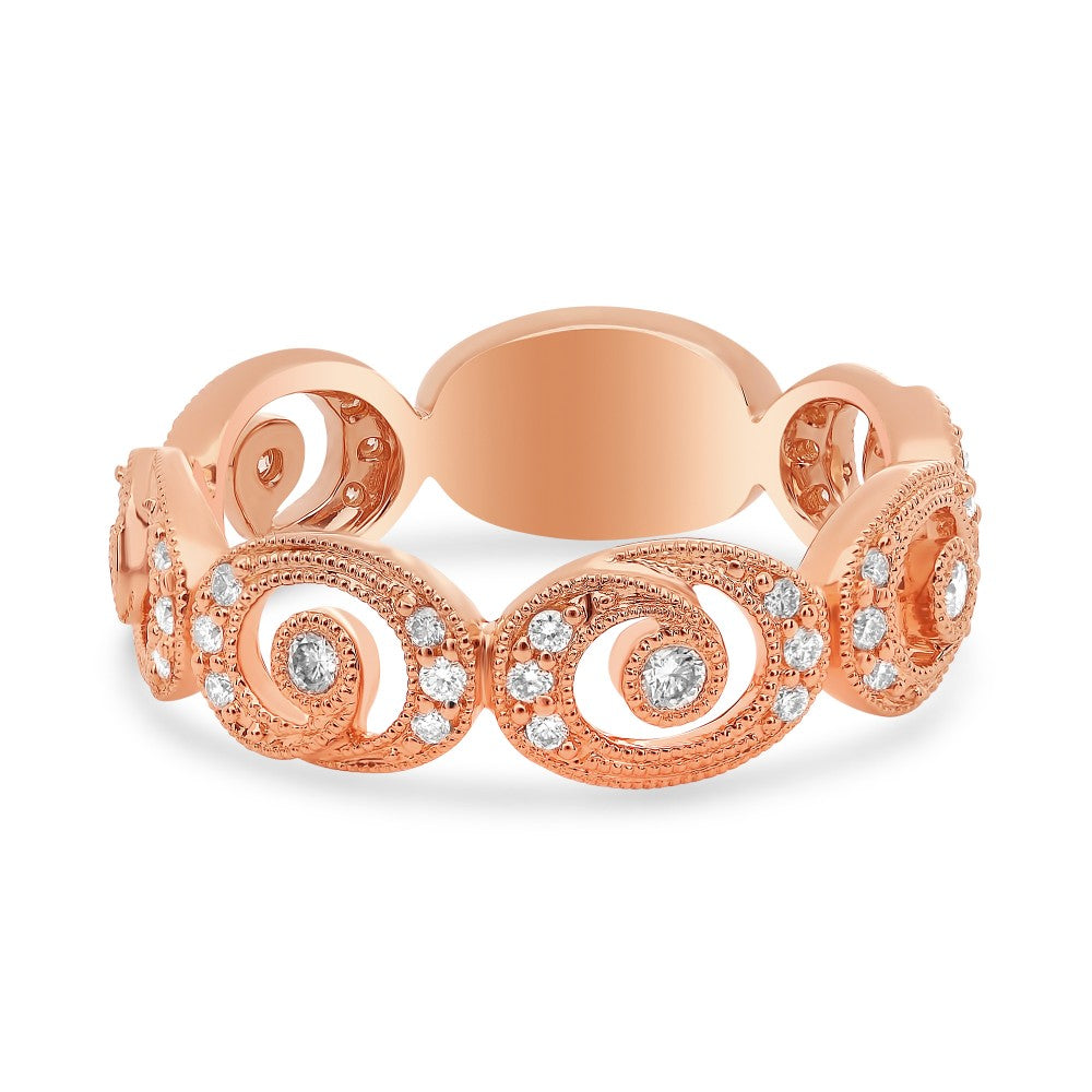 ROSE GOLD SWIRLING MILGRAIN DIAMOND BAND