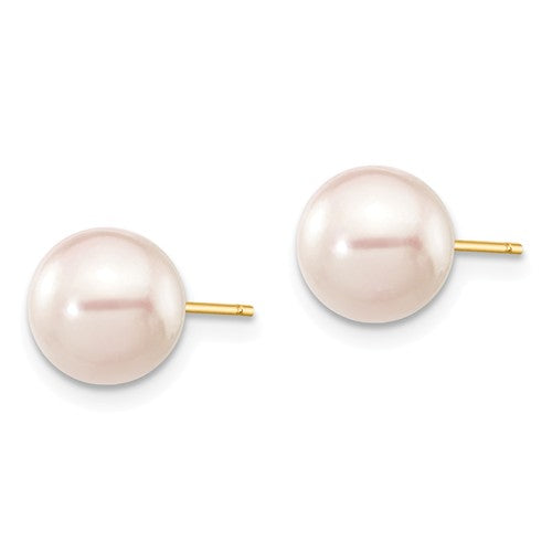 14K YELLOW GOLD SALTWATER AKOYA CULTURED PEARL STUDS